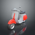 Vintage Red And Gray Motorcycle With Classic Headlight And Black Seat