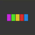 Colorful Step Shaped Objects in Pink Green Yellow Red Blue Colors on Dark Background