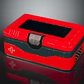 Red First Aid Box With Transparent Window Silver Lock And Cross Symbol 3d model