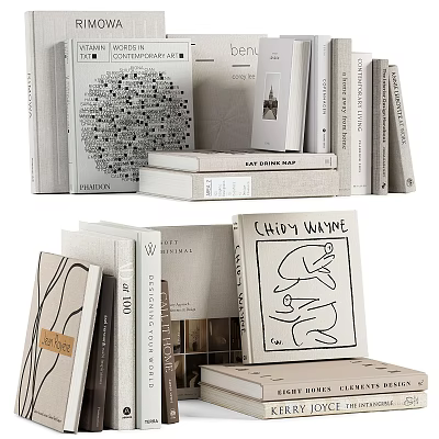 Stacked Art Books And Magazines With Minimalist Covers Creative Designs And Illustrative Artwork 3d model