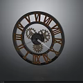 Vintage Mechanical Clock Design With Roman Numerals And Exposed Gears