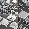 Diverse Electronic Components Featuring Chips Heat Sinks And Circuit Elements 3d model