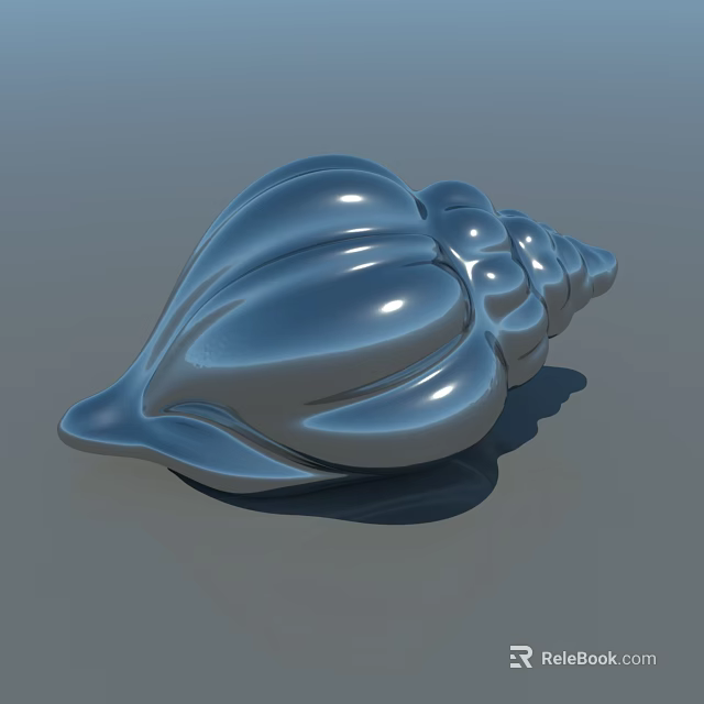 Decorative Ornament Set With Shiny Silver Conch For Modern Home Tabletop 3d model 