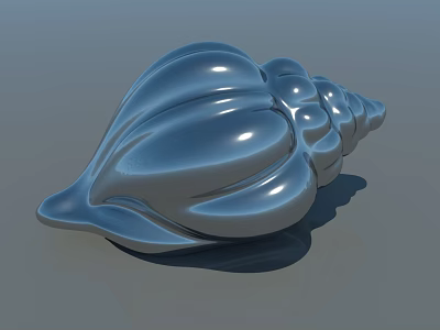 Decorative Ornament Set With Shiny Silver Conch For Modern Home Tabletop 3d model