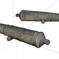 Ancient Cannons As Historical Weapons With Rustic Metal Finish And Classic Design