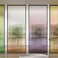Colorful Glass Room Dividers With Vertical Stripes For Modern Interior Design