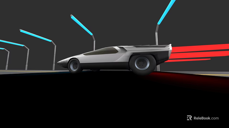Futuristic White Car With Sleek Aerodynamic Design And Neon Lights On Dark Background 3d model 
