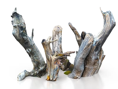 Natural Stone And Rustic Wood Logs For Decorative Home Projects 3d model