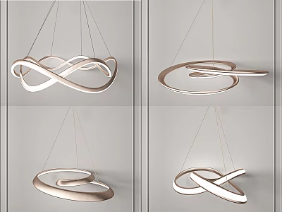 Modern Sleek Circular Loop Pendant Lights With Twisted Design And Minimalist Style 3d model