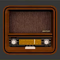 Vintage Electronic Radio With Wooden Case Mesh Speaker And Control Knobs