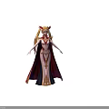 Fantasy Game Character Design With Blonde Hair Red Cape And Ornate Dress