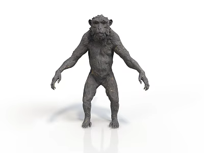 Fantasy Style Ape Stone Monkey Black Mythological Stone Ape Monkey Ape Golden Spotted Dark Gray Hair Claw-like Hand and Foot Creatures 3d model
