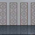 Four Flat Doors With Intricate Openwork Designs Arranged In A Row With Reflections 3d model