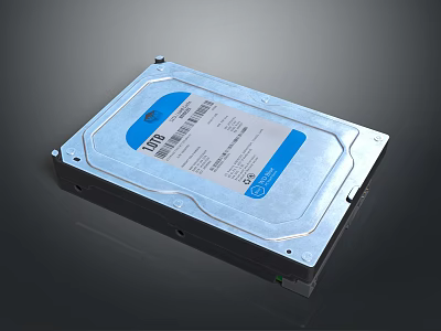 Daily Use External Hard Drive Storage Device With Metal Casing And Blue Label Data Storage 3d model