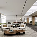 Modern Lounge Area Interior Design With Sofa Bench Chandelier And Floor To Ceiling Windows