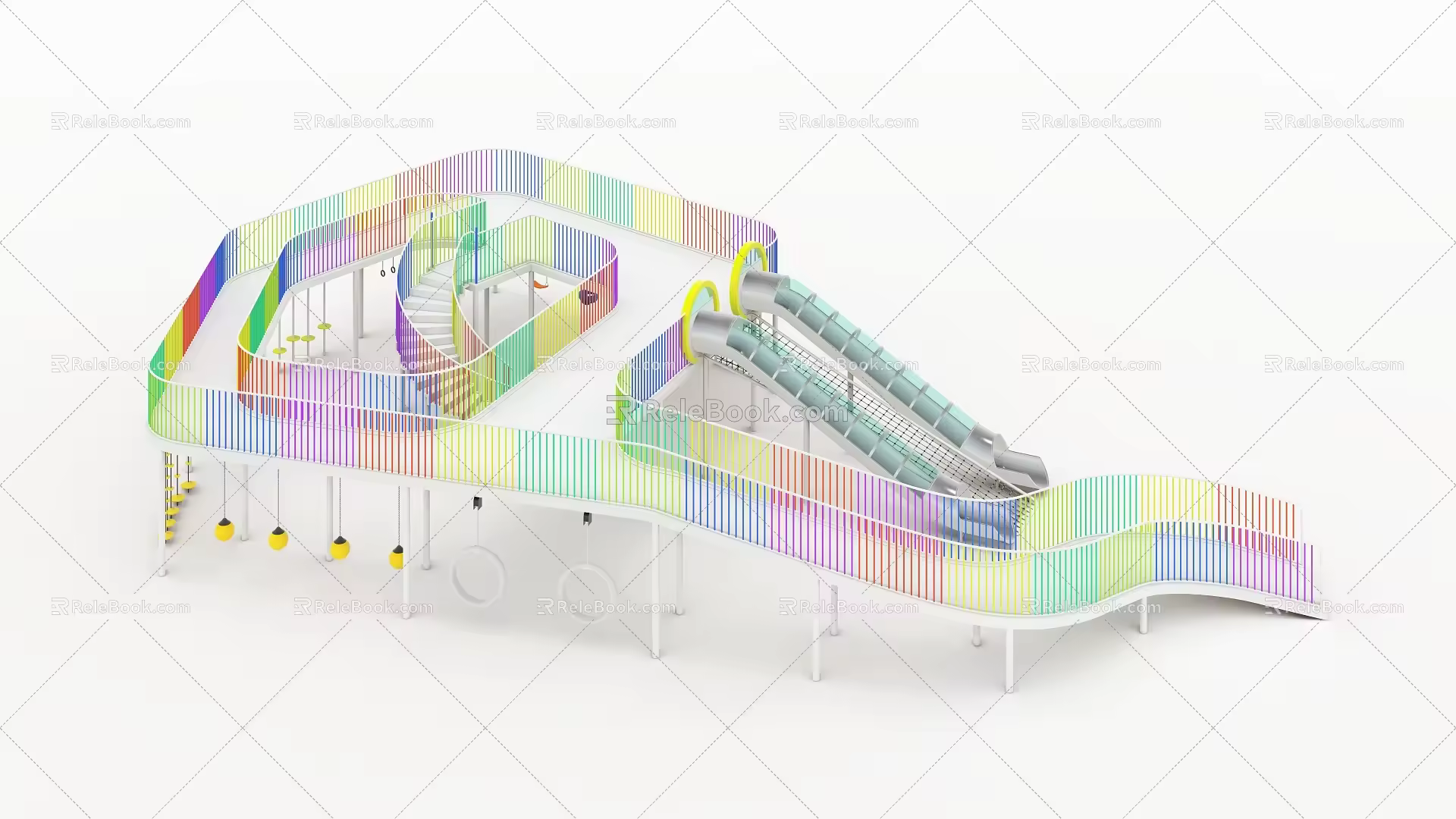 Modern slide bridge platform amusement equipment 3d model