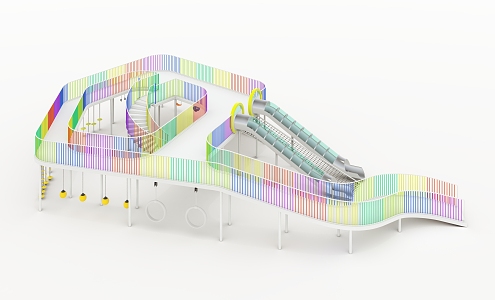 Modern slide bridge platform amusement equipment 3d model