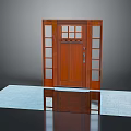 Classic Wooden Front Door With Glass Side Panels And Brass Handle