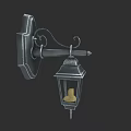 Vintage Metal Wall Lamp With Ornate Bracket And Classic Lantern Glass Shade