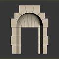 Scenic Stone Archway Made Of Light Colored Bricks Against Dark Background With Reflection