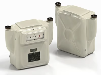 Industrial Measuring Meters White Devices With Dials And Black Connectors 3d model