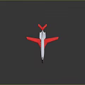 White Airplane Model With Red Wings Tail Black Nose And Windows On Gray Gradient Background