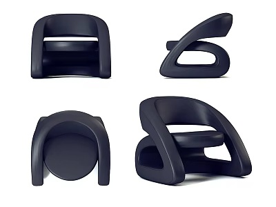 Modern Single Chair Designs With Unique Black Curved Shapes And Ergonomic Styles 3d model