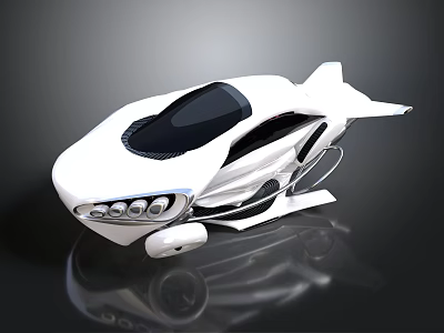 Futuristic White Spacecraft With Aerodynamic Design For Space Exploration Concept Model 3d model