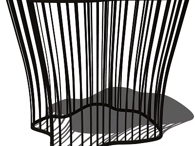 Modern Coffee Table with Vertical Striped Metal Frame Minimalist Open Structure Design 3d model