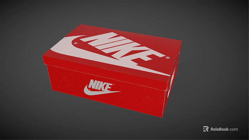 Nike Red Shoe Box for Footwear Storage with White Swoosh Logo Design 3d model 
