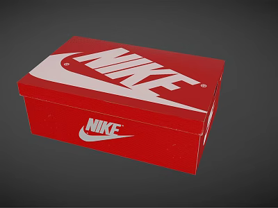 Nike Red Shoe Box for Footwear Storage with White Swoosh Logo Design 3d model
