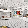 Modern Open Kitchen Interior Design With Spacious Layout And Island Appliances 3d model