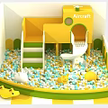 Children's Play Equipment With Colorful Ball Pit Yellow Aircraft Themed Slide And Climbing Stairs