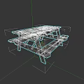 Natural Wood Outdoor Picnic Table With Attached Benches For Garden Use