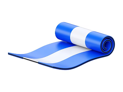Blue And White Rolled Up Exercise Mat As Sports Equipment For Fitness 3d model