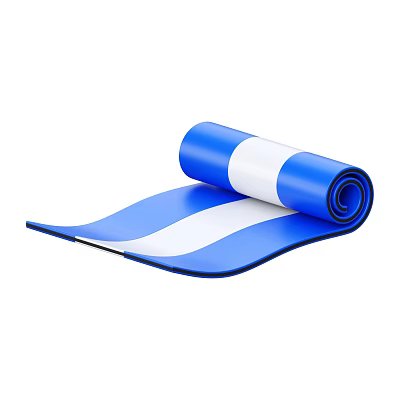 Blue And White Rolled Up Exercise Mat As Sports Equipment For Fitness 3d model