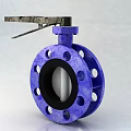 Durable Blue Butterfly Valve With Flange Metal Handle And Black Seal