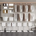 Modern Bathroom Suite Design With White Toilets Basins Mirrors And Accessories