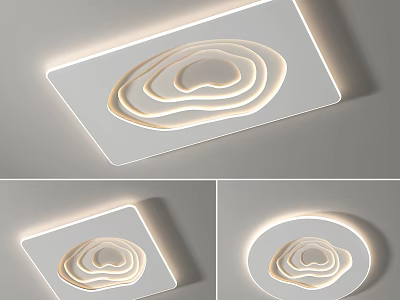 Modern Flush Mount Ceiling Light With Layered Circular Patterns Soft Lighting And Various Shapes 3d model