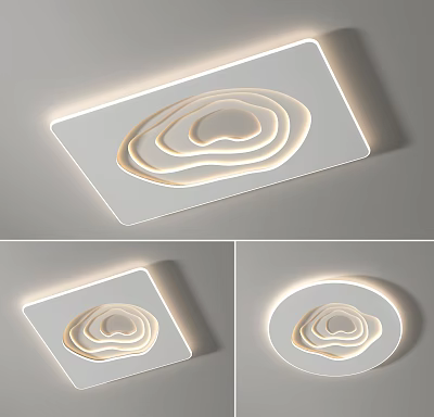 Modern Flush Mount Ceiling Light With Layered Circular Patterns Soft Lighting And Various Shapes 3d model