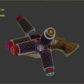 Multi Barrel Gun With Wooden Stock Black Barrels And Red Muzzles