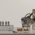 Minimalist Wine Rack Display With Wine Bottles Glasses Ice Bucket And Whiskey Glasses