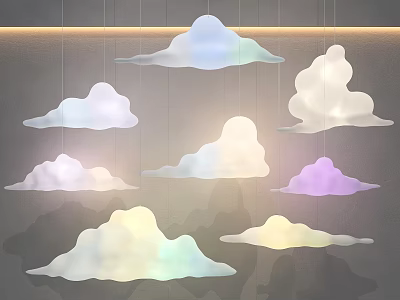 Creative Irregular Cloud Shaped Pendant Lights With Soft Colorful Glow For Interior Space 3d model