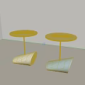 Two Modern White And Blue Side Tables With Round Top And Unique Base Design 3d model
