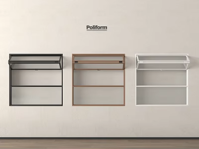 Poliform Stylish Wall Mounted Shelves in Black Brown White Modern Design 3d model