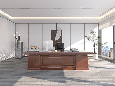 Modern Office Desk and Chair Manager Desk and Chair Boss Desk and Chair 3d model