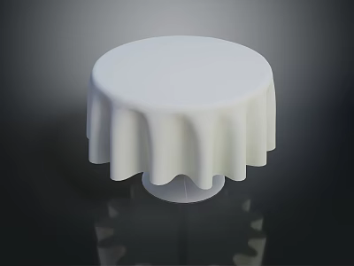 Stylish Round White Table With Pleated Tablecloth And Smooth Base Design 3d model