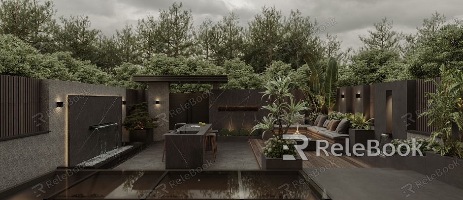 Modern Courtyard Villa Courtyard Garden model