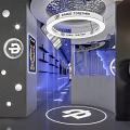 D.T Fitness Gym Modern Interior With Blue Lighting And Curved Wall Decor