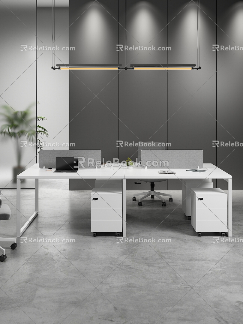 Steel Frame Staff Table Staff Table Desk for Four 3d model